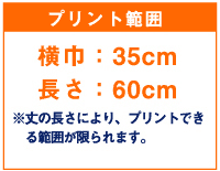 プリント範囲 横巾35cm 長さ60cm ※丈の長さにより、プリントできる範囲が限られます。